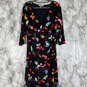 Jennifer Lopez Black Sheath Dress V-Neck 3/4 Sleeve